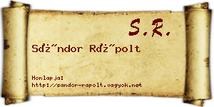 Sándor Rápolt névjegykártya